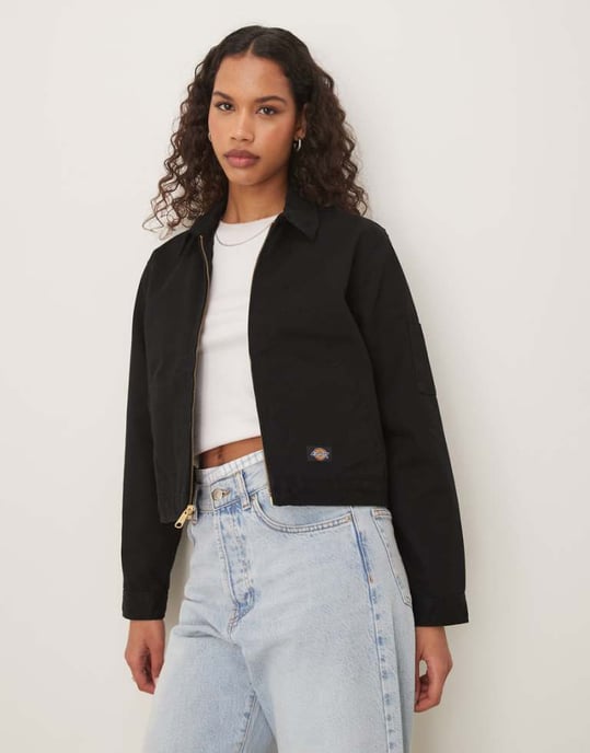 Dickies fodrad kort Eisenhower-jacka i svart - Image 1