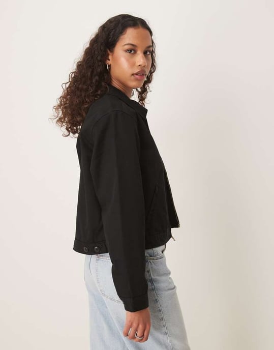 Dickies fodrad kort Eisenhower-jacka i svart - Image 3