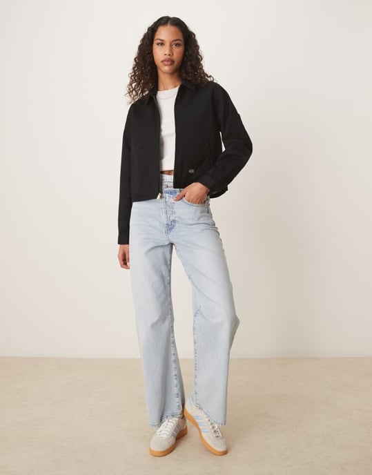 Dickies fodrad kort Eisenhower-jacka i svart - Image 4
