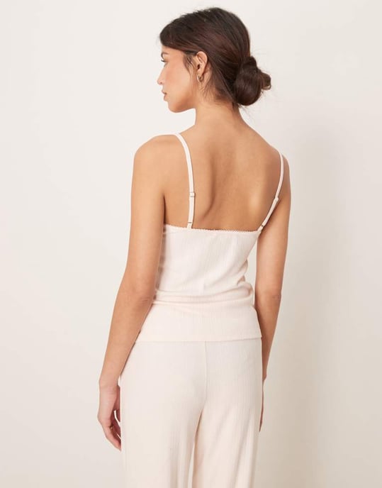 Abercrombie & Fitch nattkläder pointelle cami toppen set i ljus rosa - Image 3