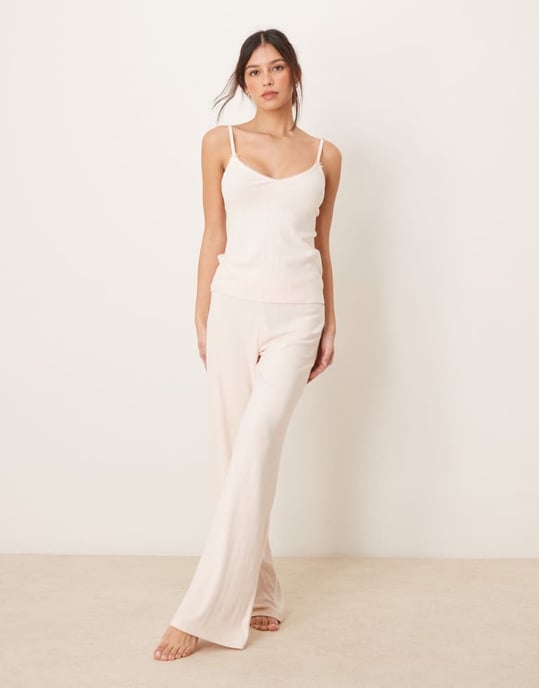 Abercrombie & Fitch nattkläder pointelle cami toppen set i ljus rosa - Image 4