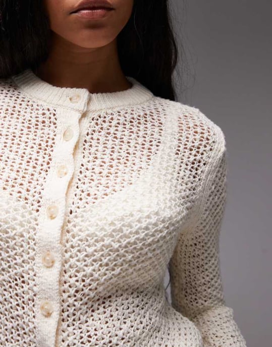 Topshop stickad stichy cardigan i gräddmjölk - Image 2