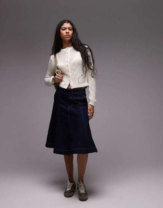 Topshop stickad stichy cardigan i gräddmjölk - Image 3