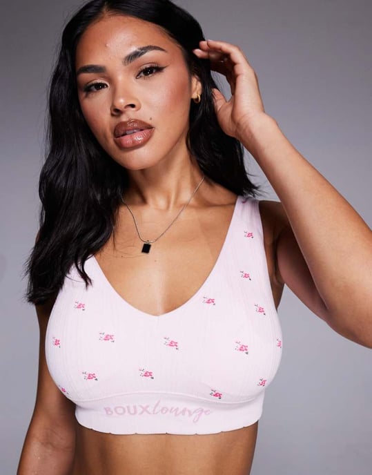 Boux Avenue rosafärgad tryckt bralette - Image 2