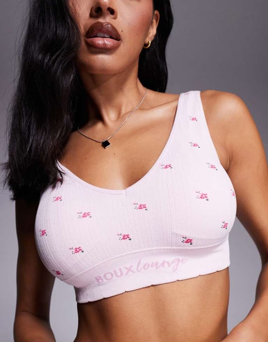 Boux Avenue rosafärgad tryckt bralette - Image 4