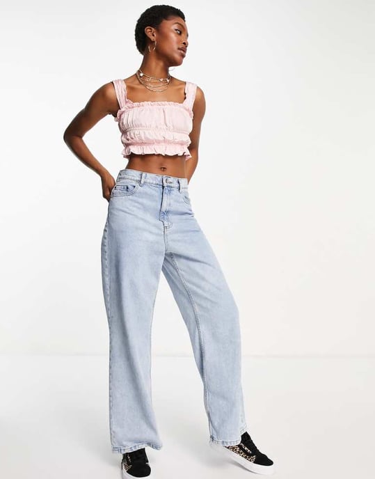 Topshop enkel rynkad lager-på-lager camisole i rosa - Image 4