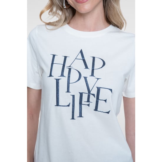 Geisha 62573-41 010 t-shirt "happy life" off-white/navy - Image 3