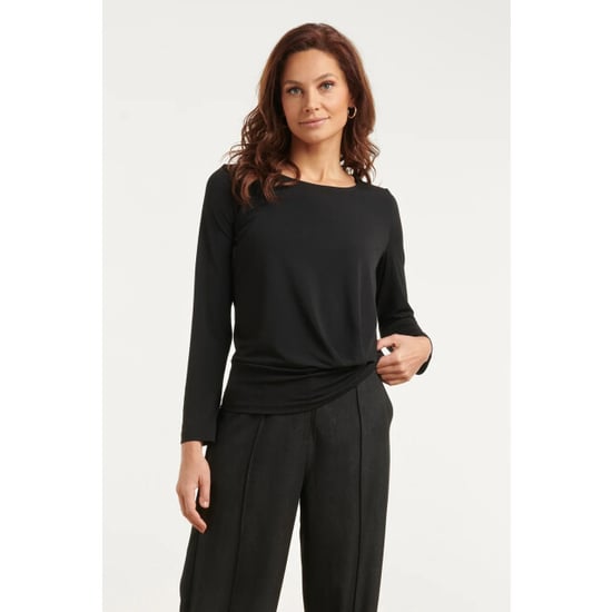 Smashed Lemon Basic top met gedrapeerd detail in zwart | - Image 1