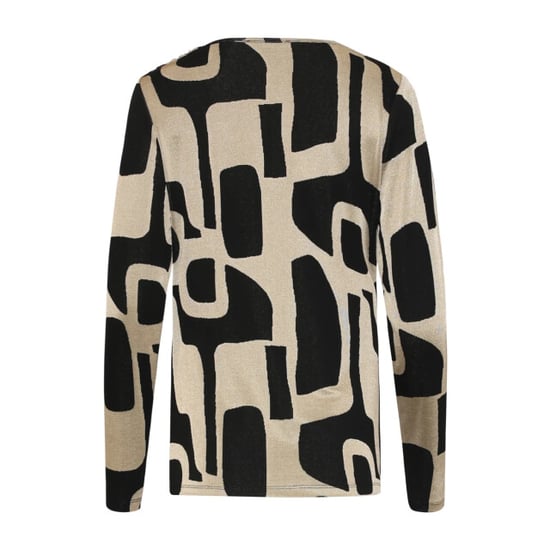 Smashed Lemon Asymmetrische drapering top met een abstracte print in zwart en beige | - Image 3