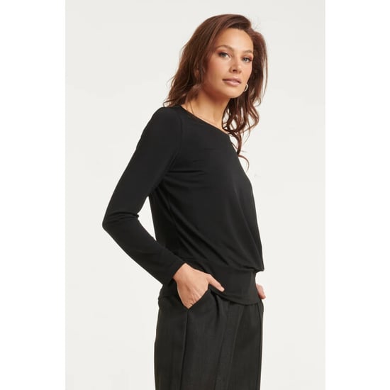 Smashed Lemon Basic top met gedrapeerd detail in zwart | - Image 3