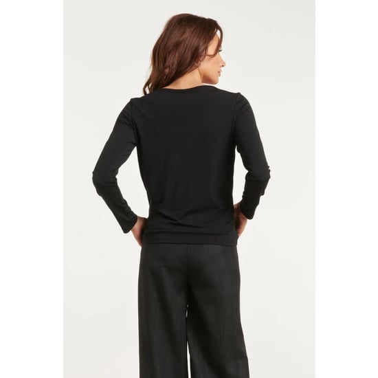Smashed Lemon Basic top met gedrapeerd detail in zwart | - Image 5