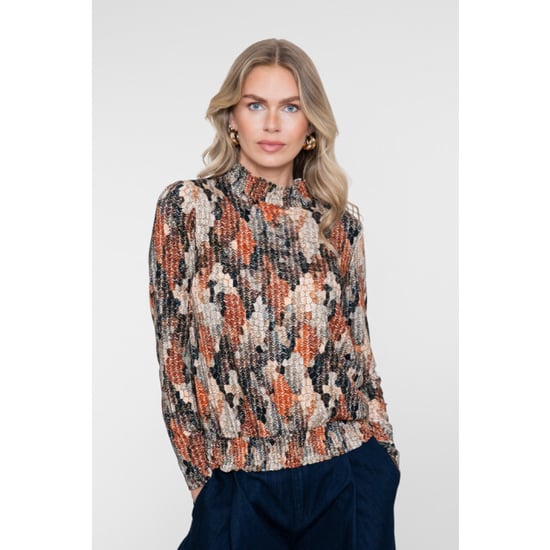 Geisha top smock aop jersey 62535-60 999 black/orange - Image 2