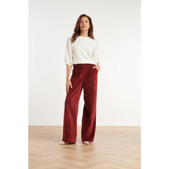 Smashed Lemon Velours broek met wijde pijpen | - Image 4