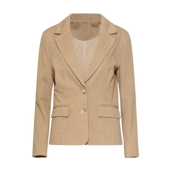 Smashed Lemon Zandkleurige blazer met witte pinstripe | - Image 3