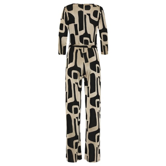 Smashed Lemon Jumpsuit met een abstracte print in zwart en beige | - Image 5