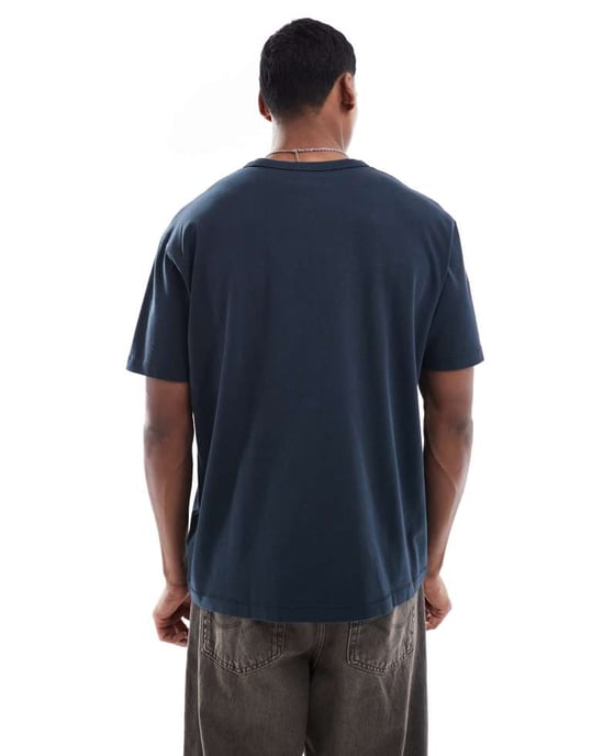 Wrangler Casey Jones arbetskläder logotyp vintage oversized tungvikt t-shirt i marinblå - Image 4