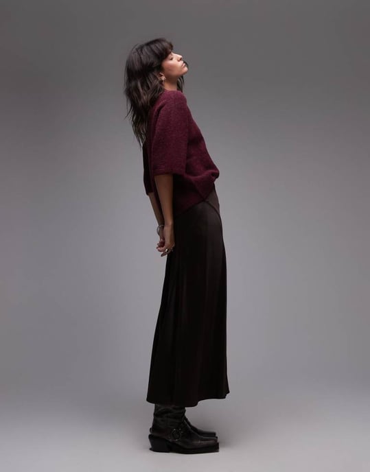 & Other Stories alpacakortärmad stickad tröja i burgundy exklusiv för ASOS - Image 2