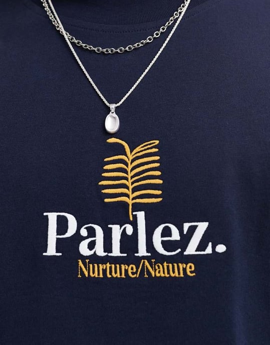 Parlez Nurture-logotyp t-shirt i marinblå - Image 2