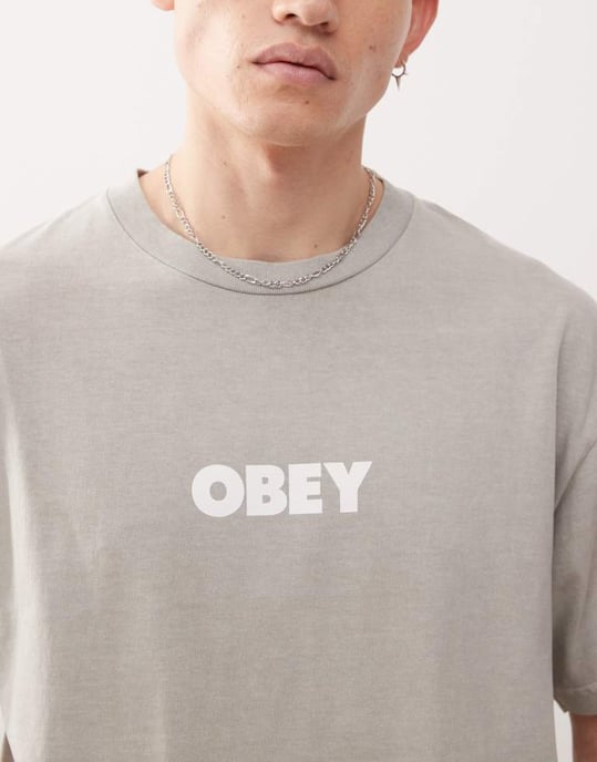 Obey bold grafisk logotyp t-shirt i pigment silvergrå - Image 2