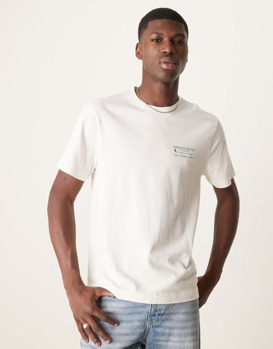 Abercrombie & Fitch golfgrafik t-shirt med tryck på ryggen i krämfärg - Image 1