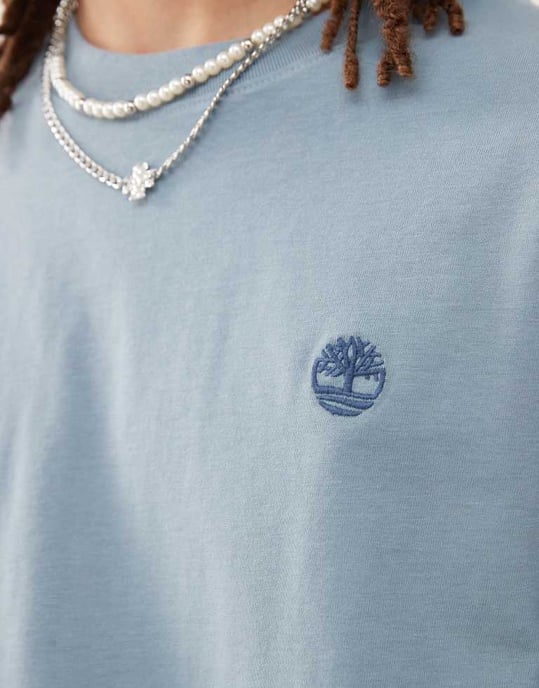Timberland Dunstan River liten logotyp oversized t-shirt i ljusblå - Image 3