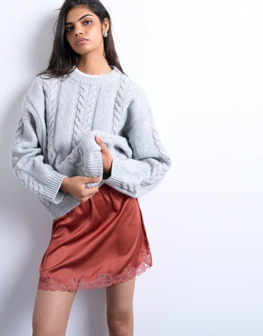 Topshop satinspets underkjol mini kjol i chutney - Image 1