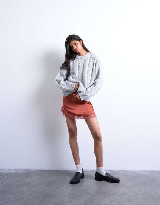 Topshop satinspets underkjol mini kjol i chutney - Image 2