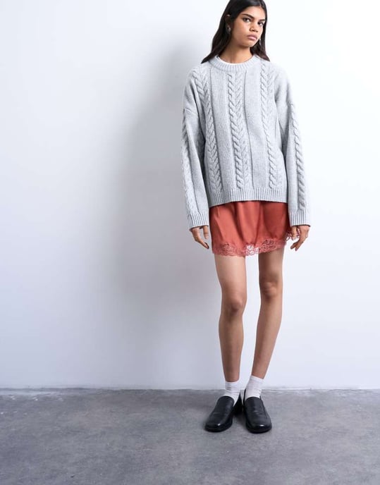 Topshop satinspets underkjol mini kjol i chutney - Image 3