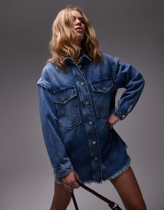 AllSaints knäppklänning i mellan indigo - Image 2