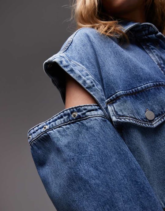 AllSaints knäppklänning i mellan indigo - Image 3