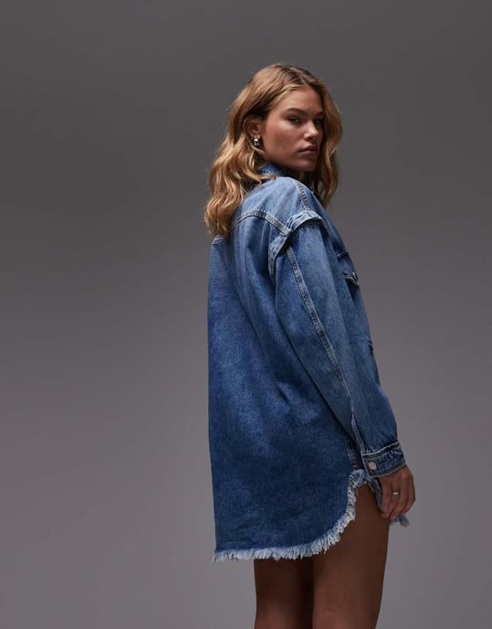 AllSaints knäppklänning i mellan indigo - Image 4