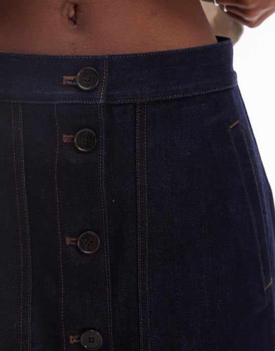 ARKET minimal denim minikjol i indigo blå tvätt - Image 4