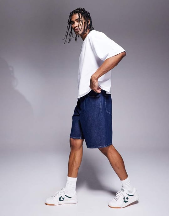 ASOS DESIGN midilånga vida denimshorts med knytframs i råtvätt - Image 3