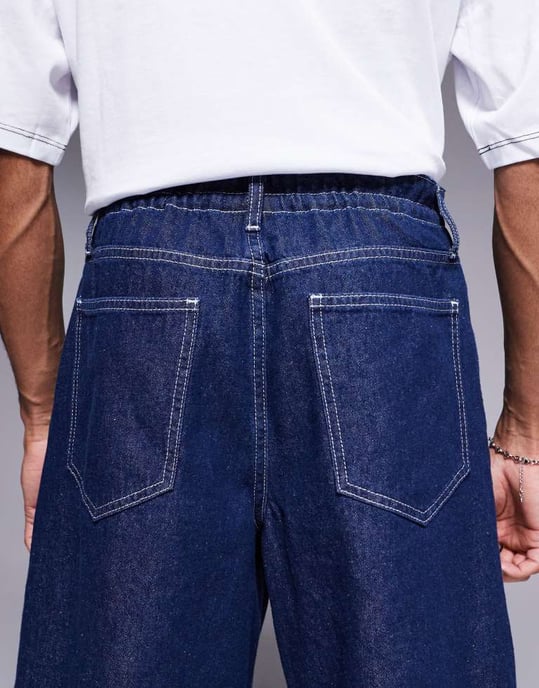 ASOS DESIGN midilånga vida denimshorts med knytframs i råtvätt - Image 4