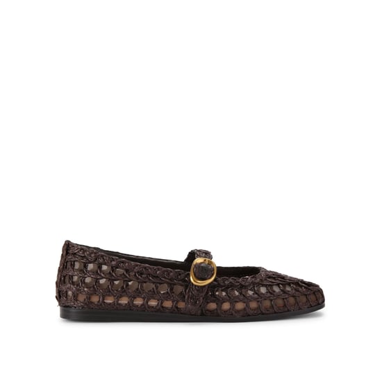 Melody Brown Raffia Ballet Flats - Image 1