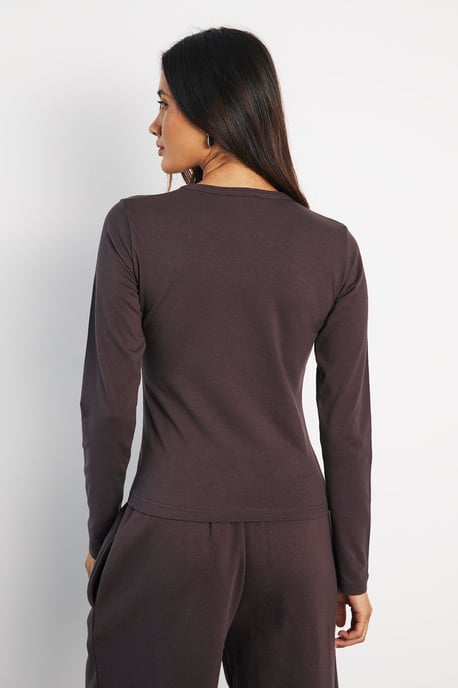 Basic Long Sleeve Fitted Longline Top - Image 2