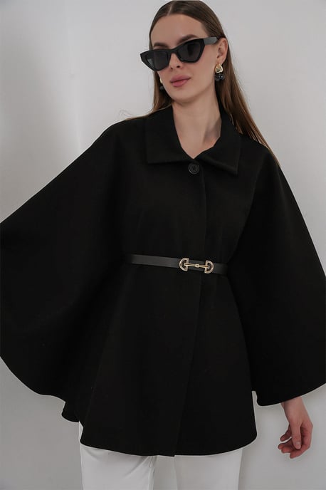 Belted Tweed Cape Coat - Image 3
