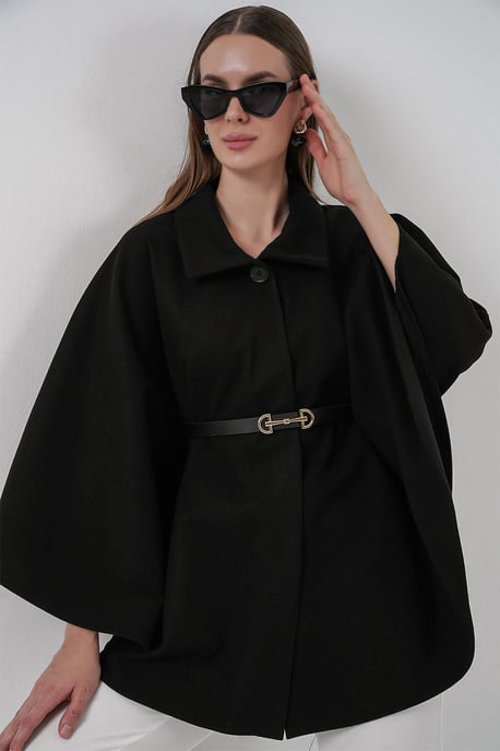 Belted Tweed Cape Coat - Image 4