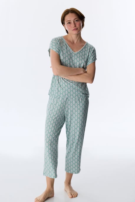 Alia Capri Byxor Blommig Kortärmad Pyjamas Set - Image 1
