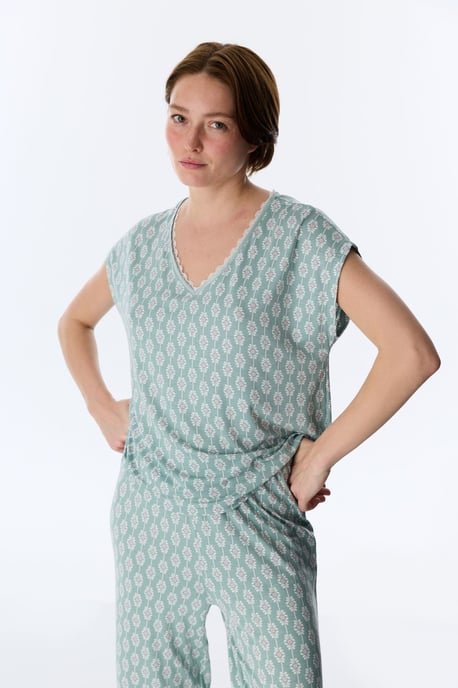 Alia Capri Byxor Blommig Kortärmad Pyjamas Set - Image 2
