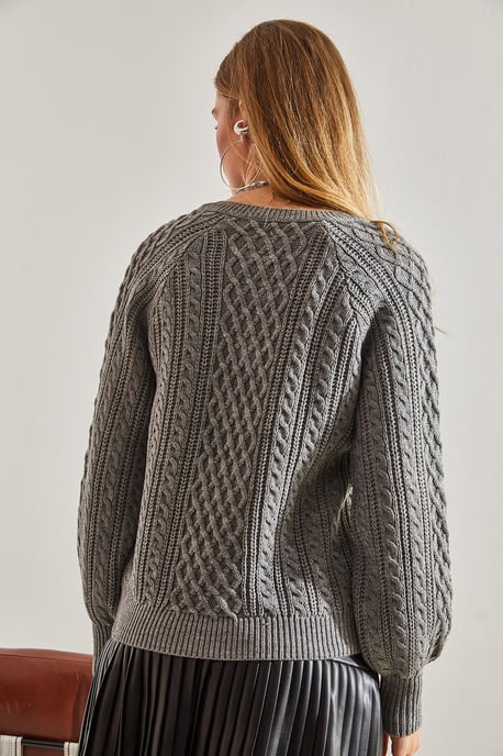 Textured Knitwear Trui met Knopkraag - Image 2