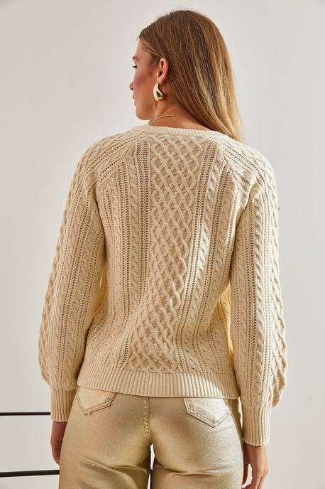 Textured Knitwear Trui met Knopkraag - Image 2