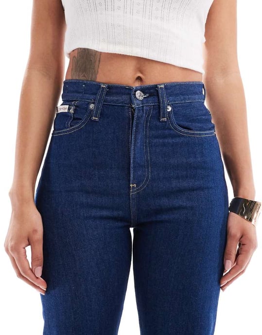 Calvin Klein Jeans high rise straight jeans in dark denim rinse - Image 2