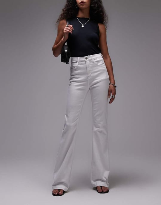 Topshop hög midja Jamie Flare jeans i vitt - Image 1