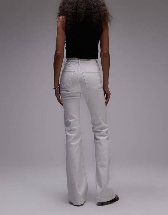 Topshop hög midja Jamie Flare jeans i vitt - Image 2