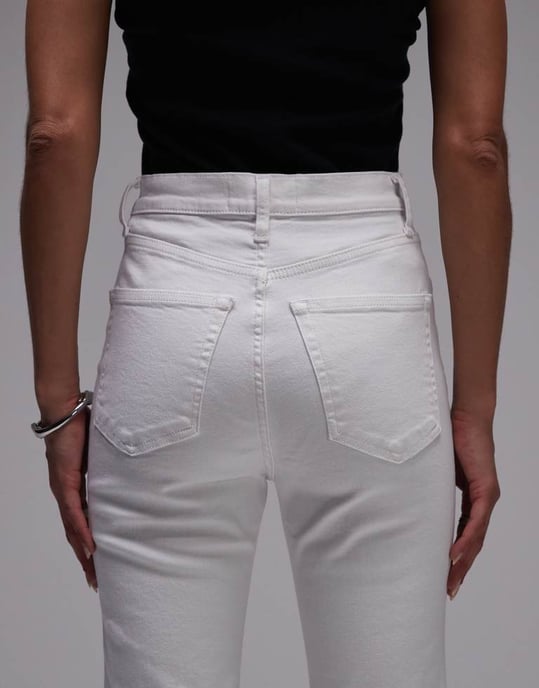 Topshop hög midja Jamie Flare jeans i vitt - Image 4