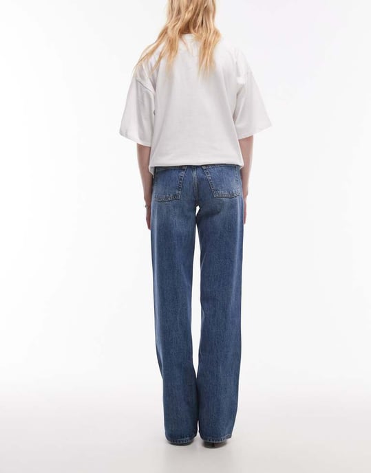 Topshop Tall Ember låg midja rak benjeans i vintageblå - Image 2