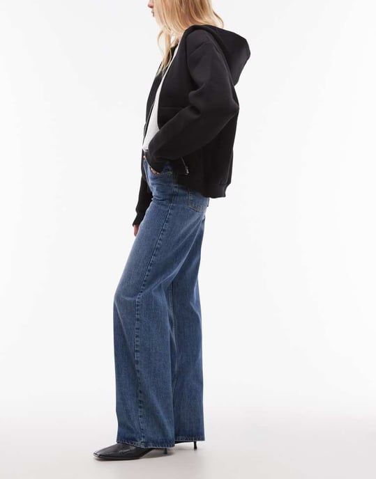 Topshop Tall Ember låg midja rak benjeans i vintageblå - Image 3