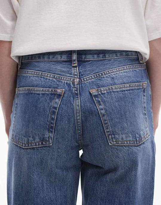 Topshop Tall Ember låg midja rak benjeans i vintageblå - Image 4