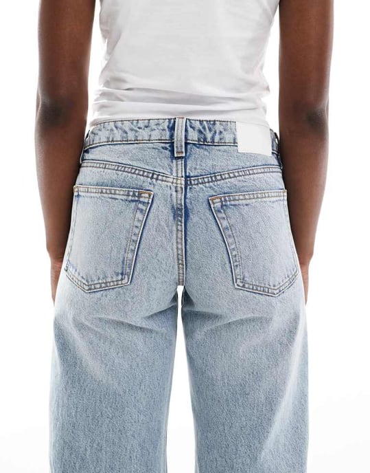 Monki imoo lågriskade vida jeans i ljusblå tvätt - Image 4